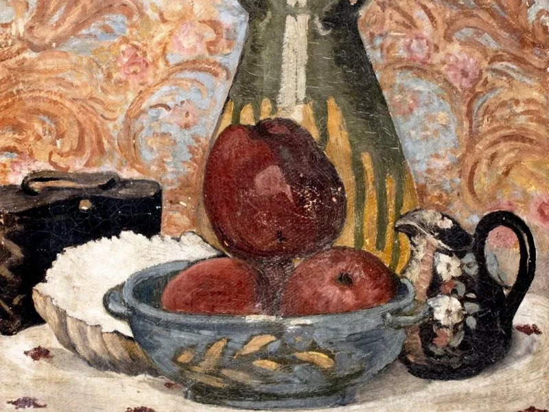 1860-Marc Proessel - Natura morta con brocche e mele